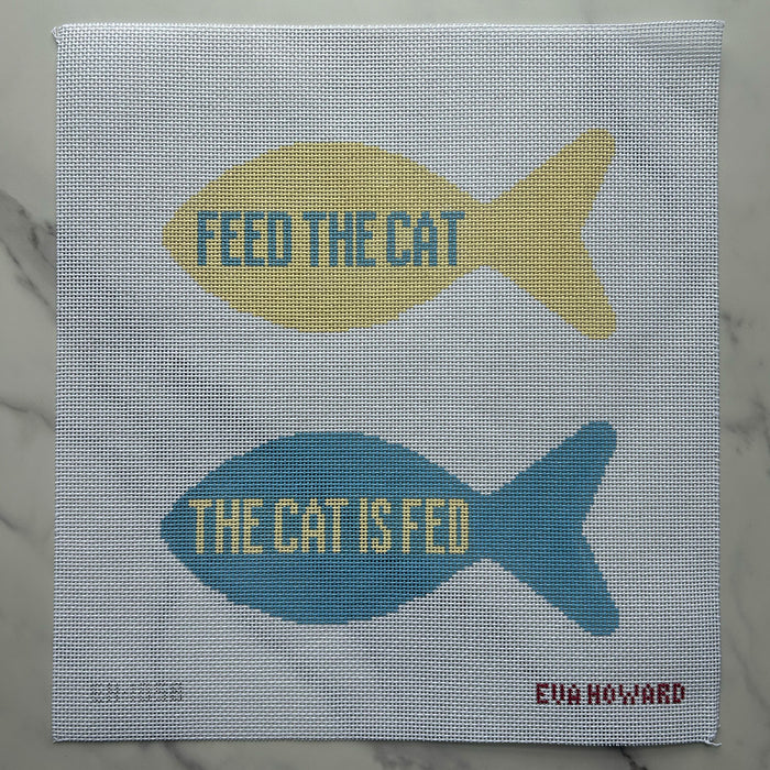 Imperfect: Feed the Cat -  Needlepoint Canvas — Final Sale